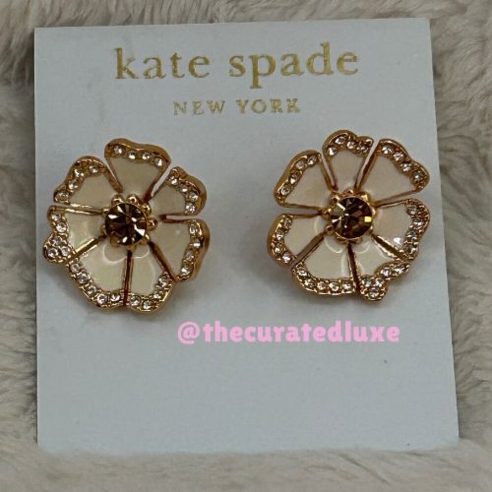 Kate Spade New York Floral Crystal Stud Earrings NWT 🦋 🌸